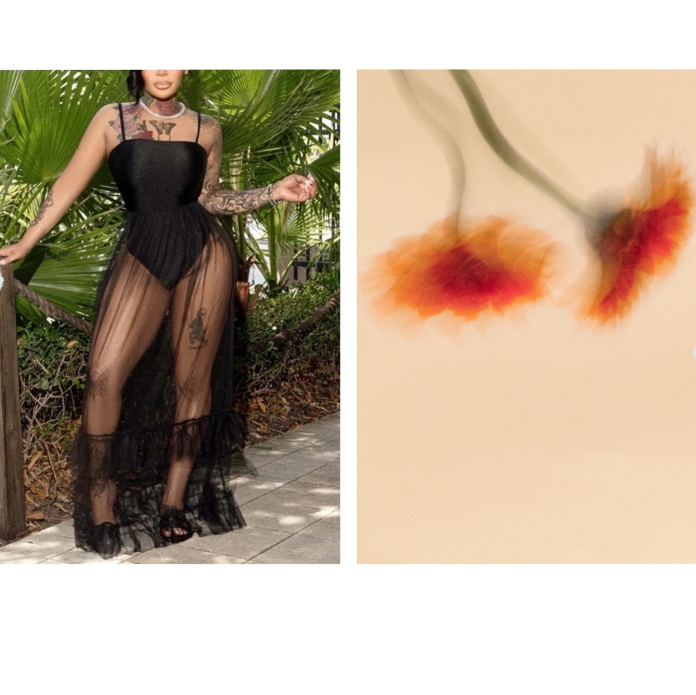 Spaghetti Strap Bodysuit Insert Sheer Mesh Maxi Dress